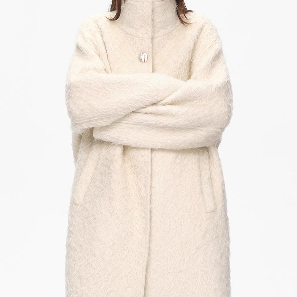 
                  
                    "Song of Snowland"Women's mohair wool stand collar coat autumn and winter loose woolen coat
                  
                