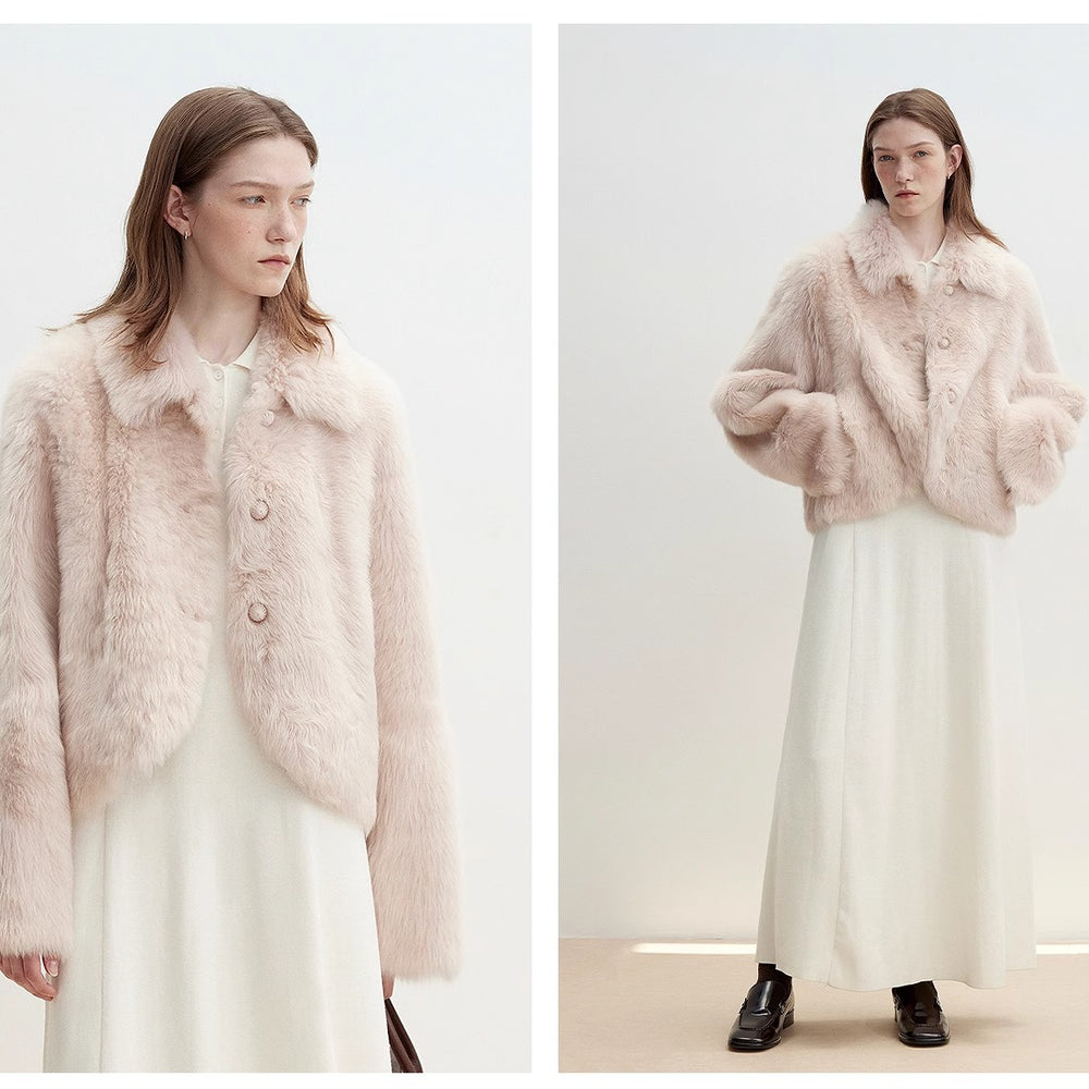 
                  
                    "Autumn Secret" Pink Lapel Tuscan Straight Fur Sheepskin Short Jacket
                  
                