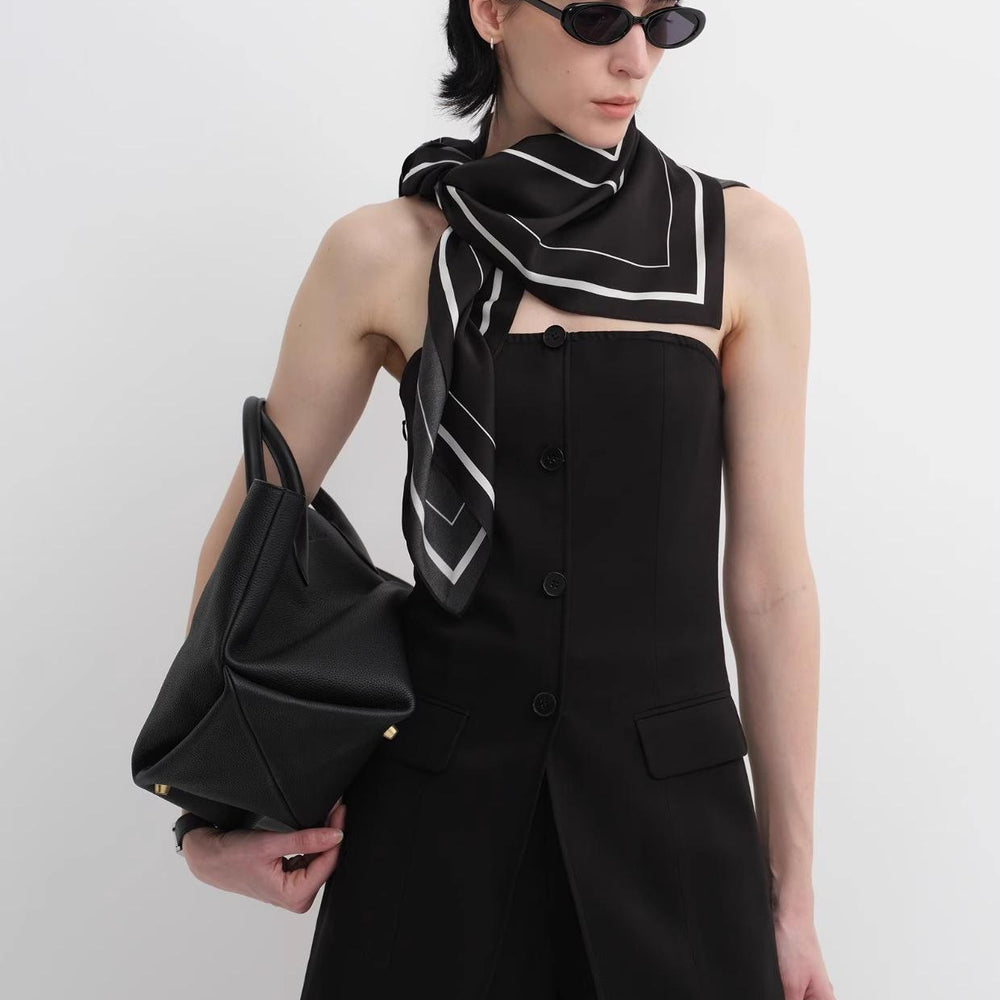 
                  
                    Stretch silk original geometric print silk scarf
                  
                