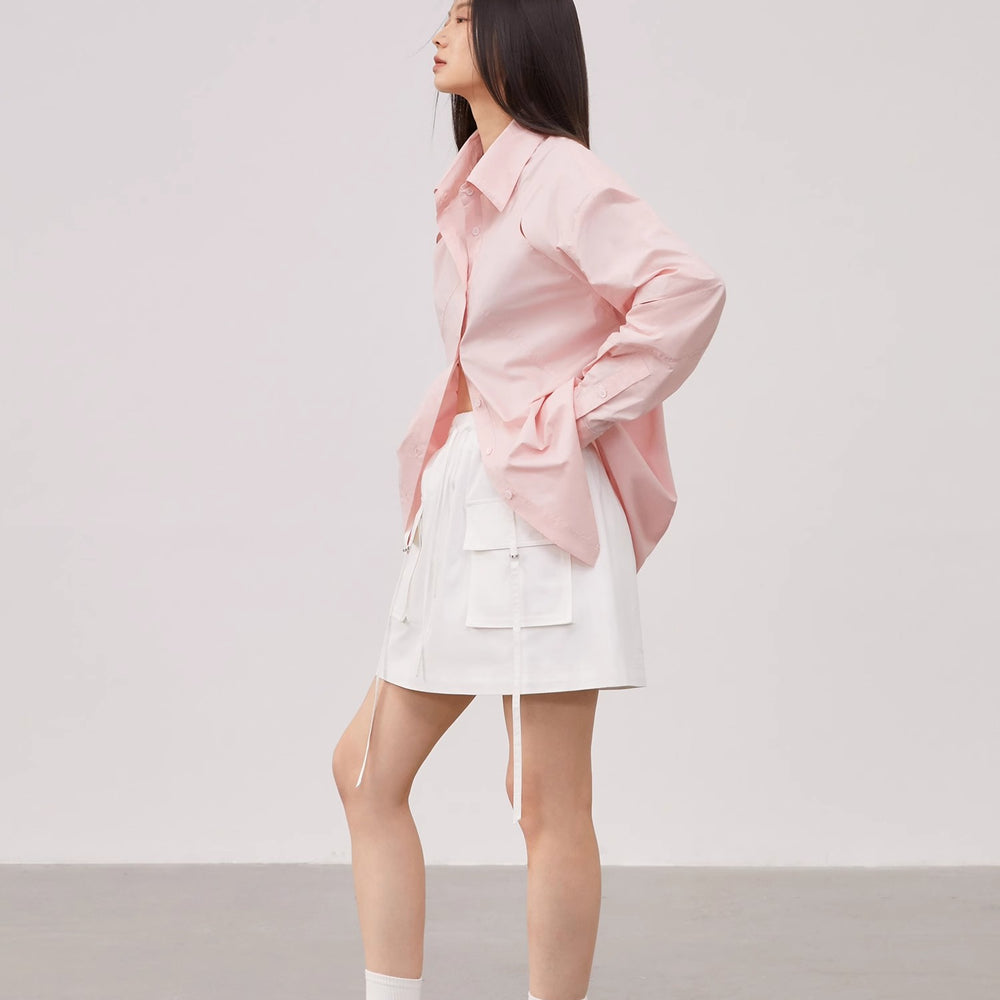 "Spring and Summer Prank" Tencel jacquard striped long-sleeved shirt jacket women's loose top