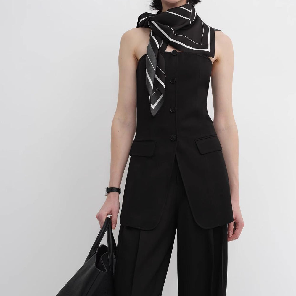 
                  
                    Stretch silk original geometric print silk scarf
                  
                