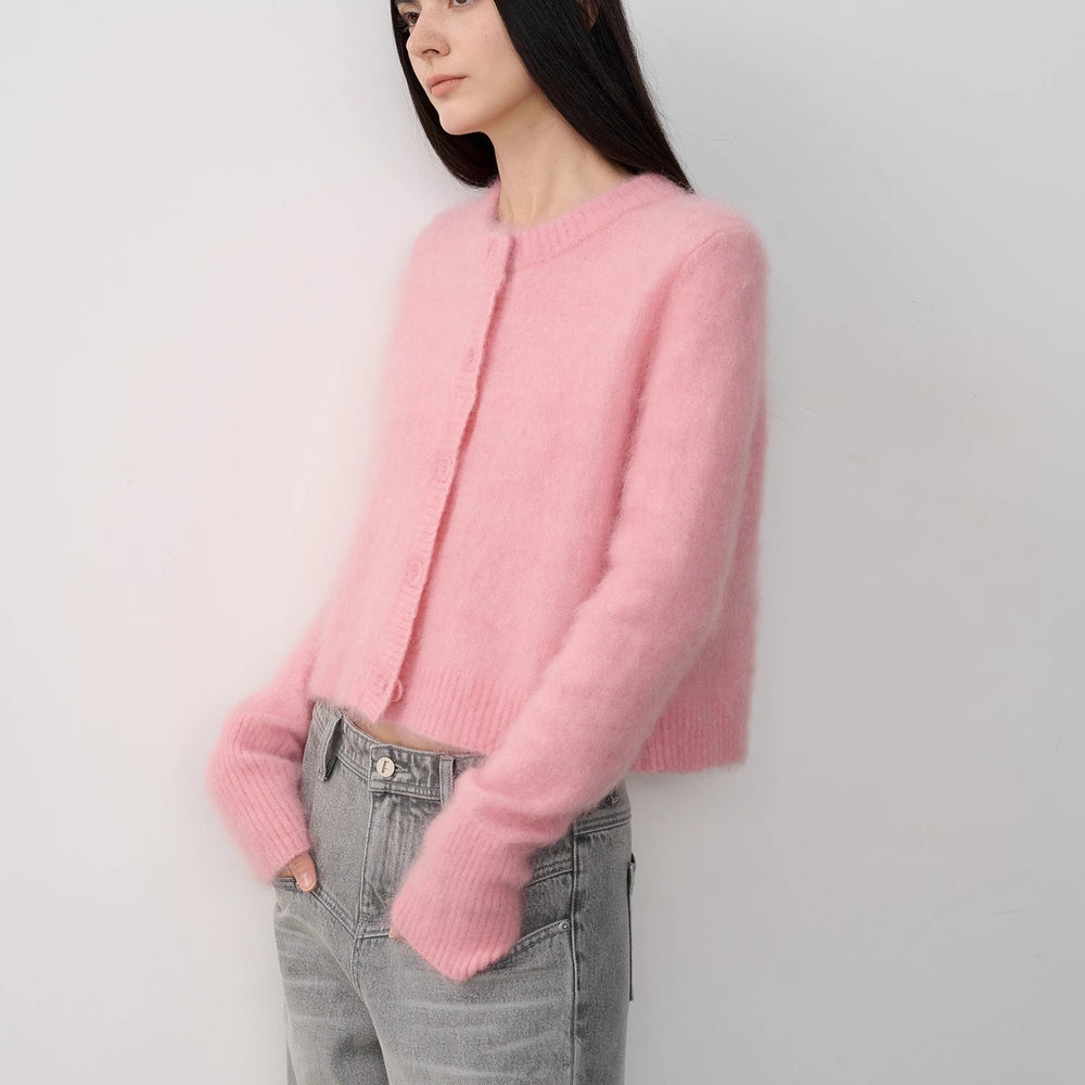 
                  
                    "Relaxation Notes" High-Proportion Mohair Knit Cardigan Women's Loose Short Round Neck Sweater Jacket
                  
                