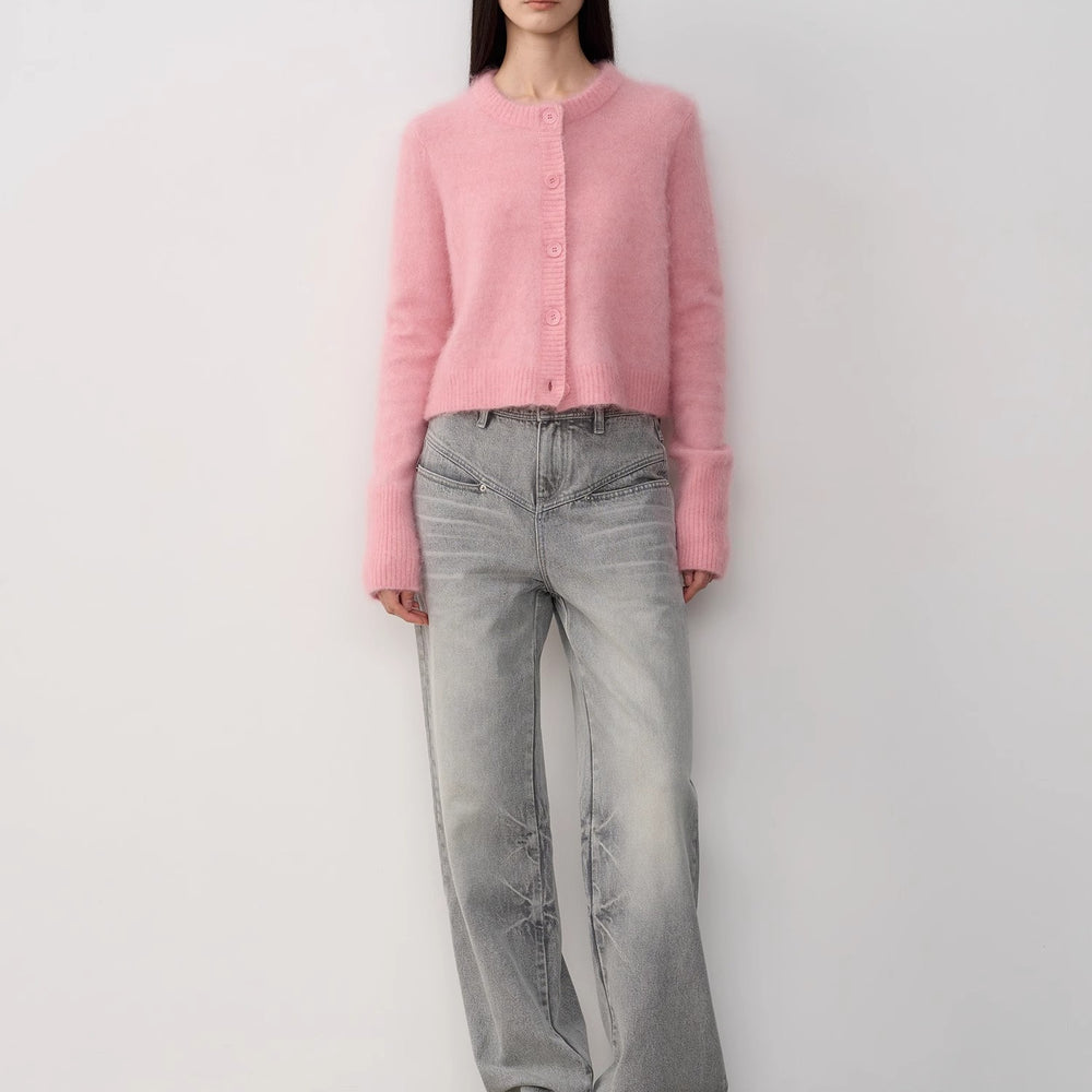 
                  
                    "Relaxation Notes" High-Proportion Mohair Knit Cardigan Women's Loose Short Round Neck Sweater Jacket
                  
                