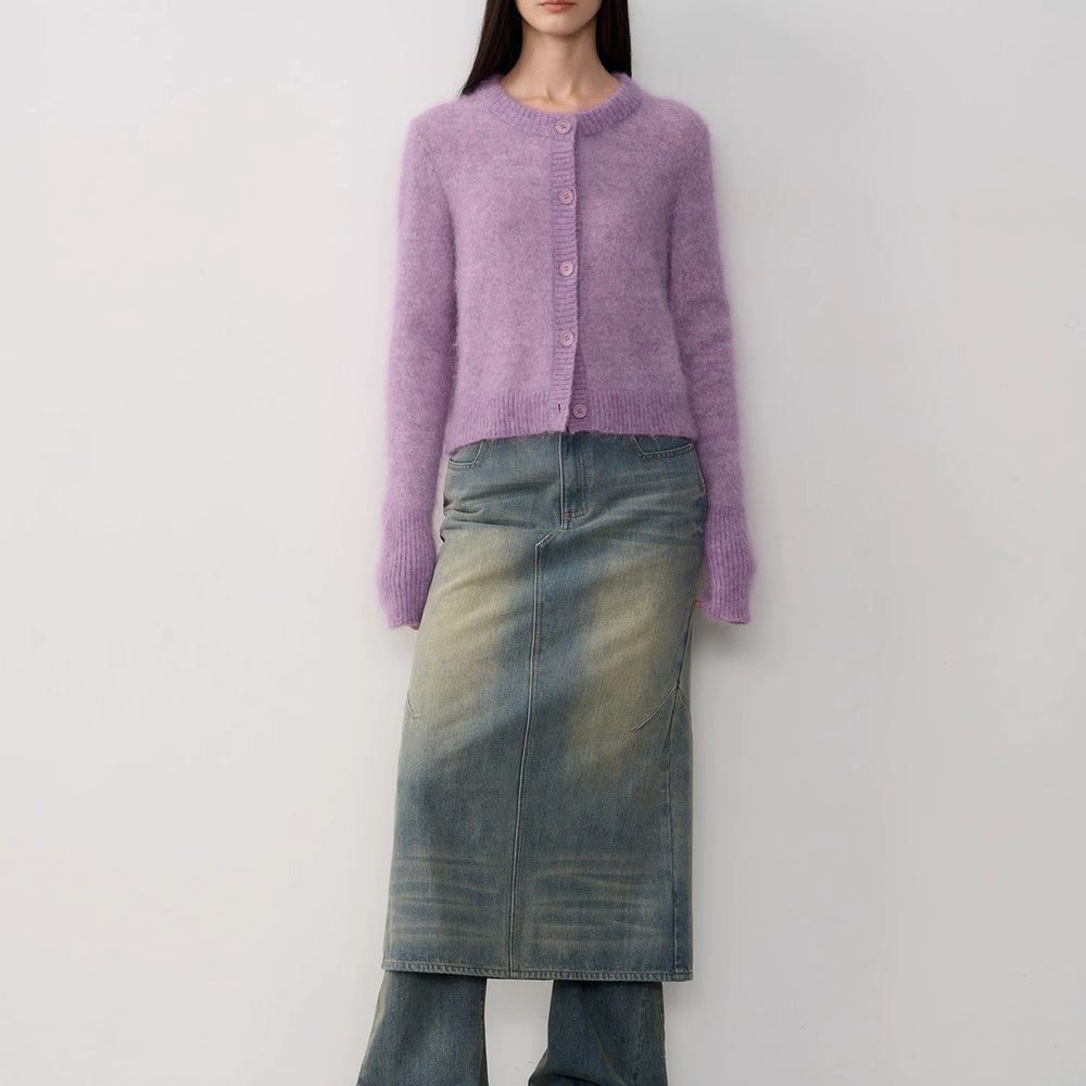 
                  
                    "Relaxation Notes" High-Proportion Mohair Knit Cardigan Women's Loose Short Round Neck Sweater Jacket
                  
                