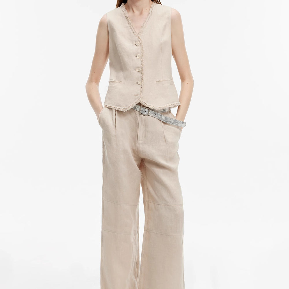 
                  
                    "Diary of an Old Friend" Customized Breathable Ramie Oversize Suit Vest Set
                  
                