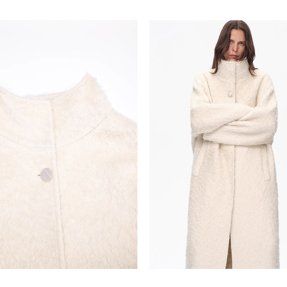 
                  
                    "Song of Snowland"Women's mohair wool stand collar coat autumn and winter loose woolen coat
                  
                