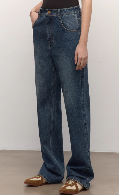 TOP grade long-staple cotton basic micro-stacked straight jeans