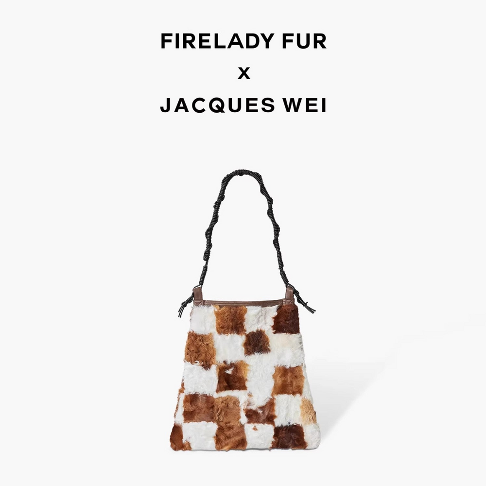 Retro fashionable versatile stitching contrasting checkerboard shoulder bag wool bag