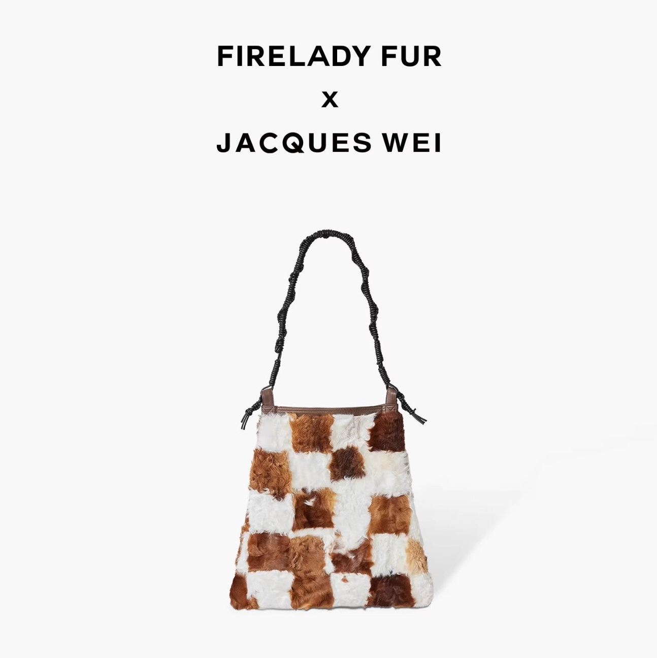 Retro fashionable versatile stitching contrasting checkerboard shoulder bag wool bag