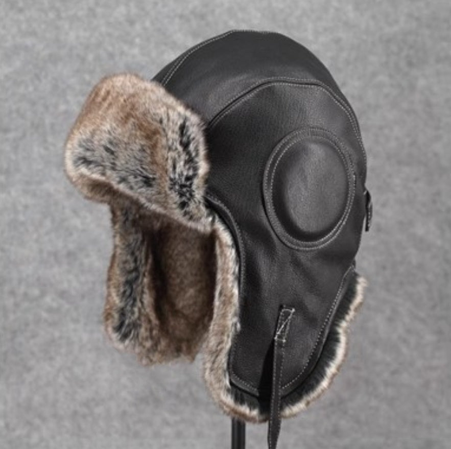 Unisex Vintage - style Genuine Sheepskin Aviator Cotton Hat