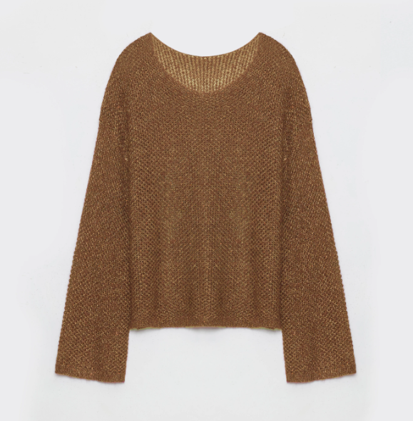 
                  
                    "Sparkling Spring" Mohair Blended Fancy Yarn Boat Neck Sequin Hollow Sweater Top
                  
                