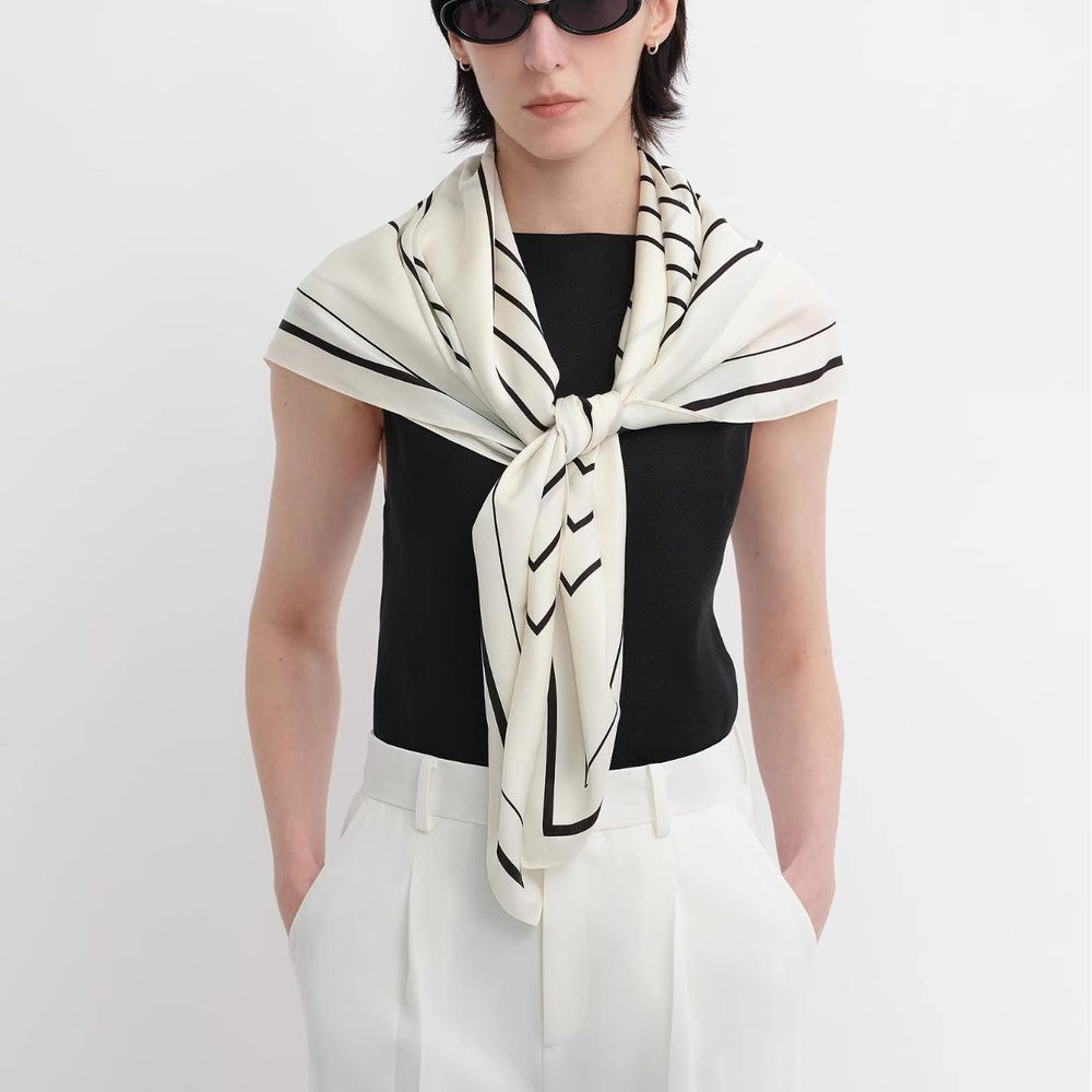 Stretch silk original geometric print silk scarf