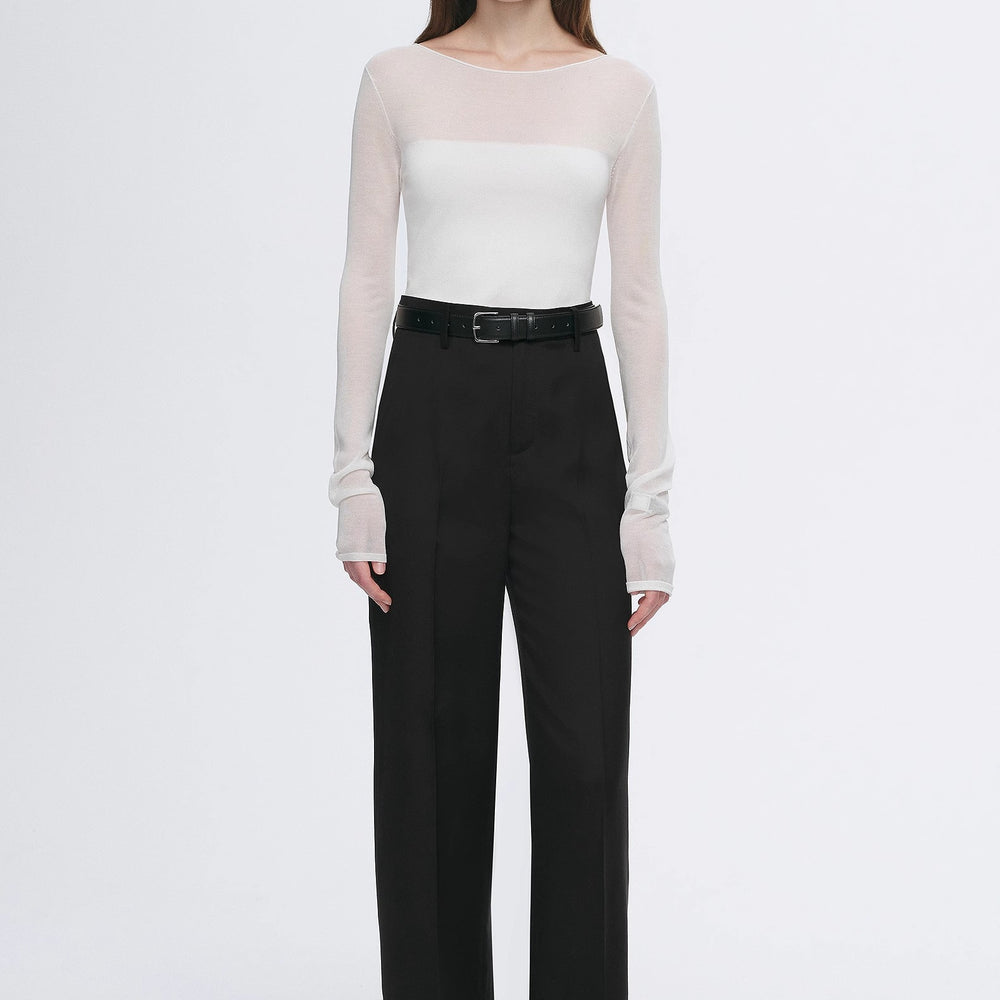 Transparent patchwork acetate Tencel temperament slim fit slim long sleeve T-shirt for women