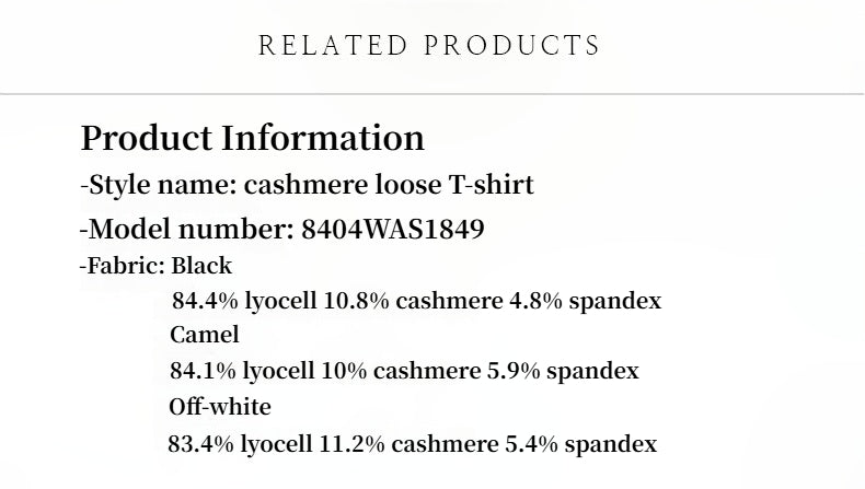 
                  
                    "Soft Cloud" 15.5mm cashmere loose and comfortable round neck versatile short-sleeved T-shirt for women
                  
                
