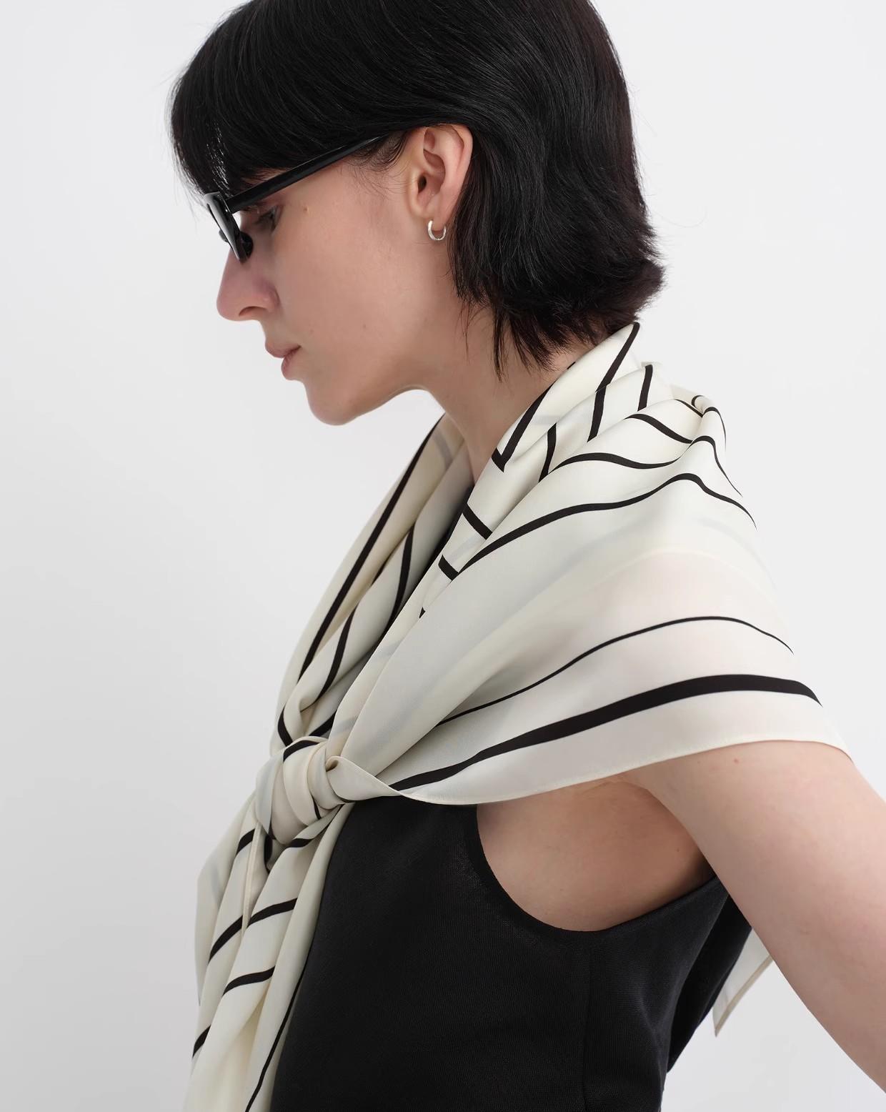 Stretch silk original geometric print silk scarf
