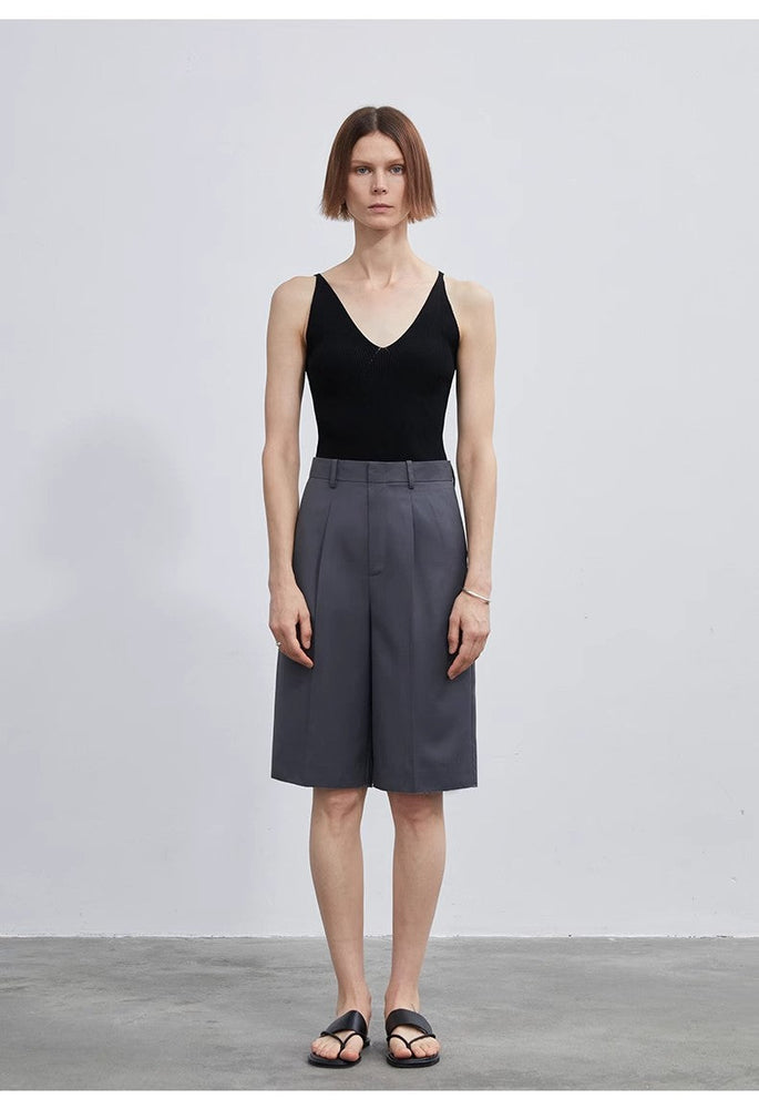 
                  
                    Women's high-density mixed color cotton and linen raw edge straight-leg suit pants
                  
                