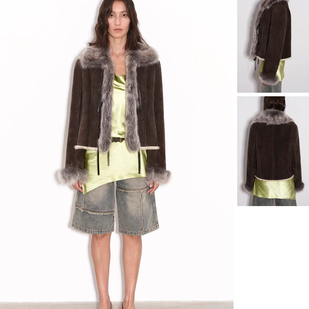 
                  
                    Florence Retro Layered Spliced Fox Fur Collar Short Jacket Winter
                  
                