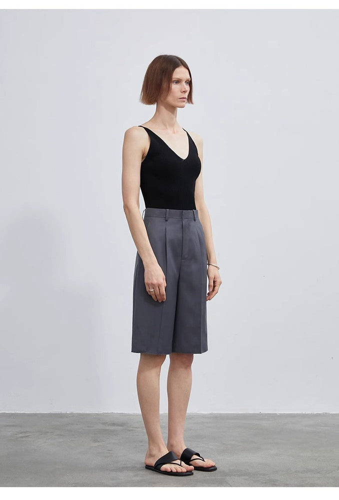 
                  
                    Women's high-density mixed color cotton and linen raw edge straight-leg suit pants
                  
                
