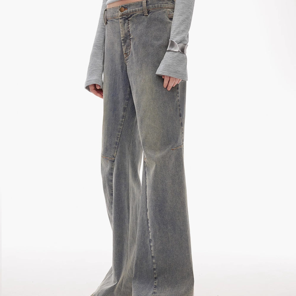 
                  
                    “Denimism”Fashionable Heavy Industry Washed Three-dimensional Versatile Slimming Slightly Flared Denim Trousers
                  
                
