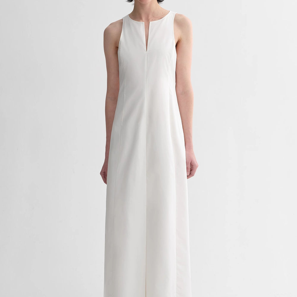Micro-cocoon-shaped I-shaped pleated V-neck commuting slim-fitting split vest dress for women