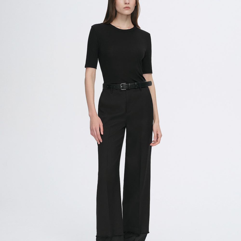 Fitted waist slimming round neck Tencel cashmere versatile short-sleeved T-shirt
