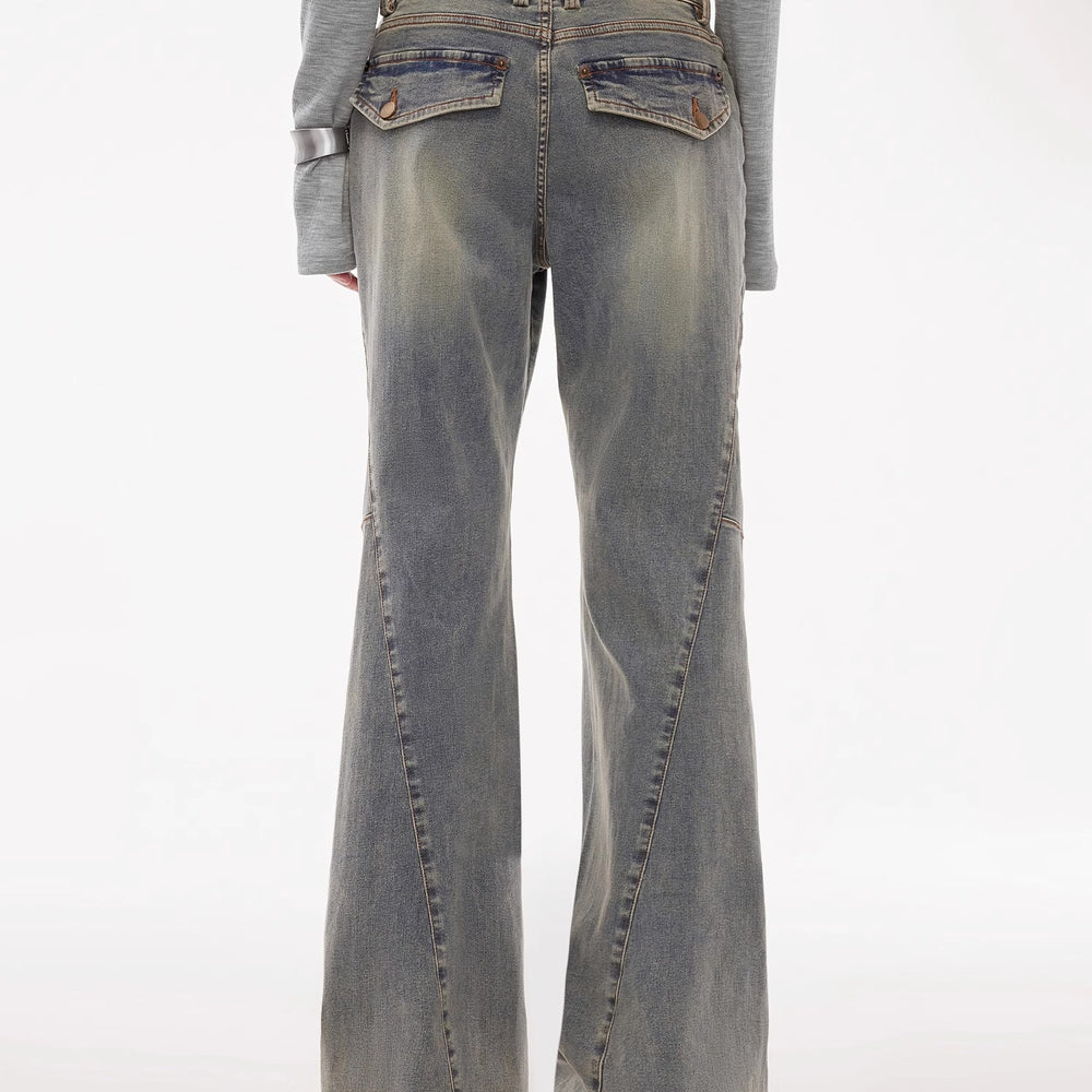 
                  
                    “Denimism”Fashionable Heavy Industry Washed Three-dimensional Versatile Slimming Slightly Flared Denim Trousers
                  
                