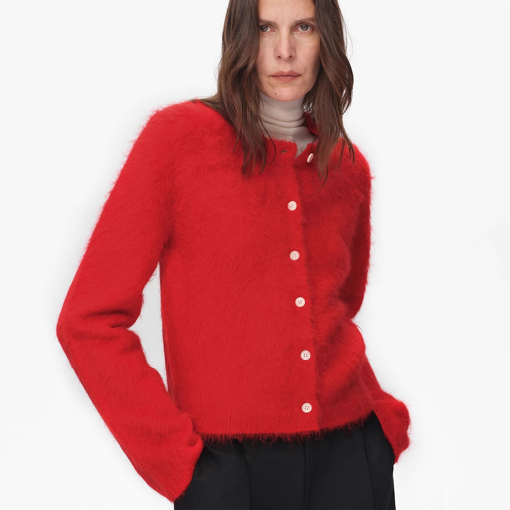 
                  
                    Albaca Alpaca Brushed Round Neck Straight Cardigan Women's Sweater
                  
                