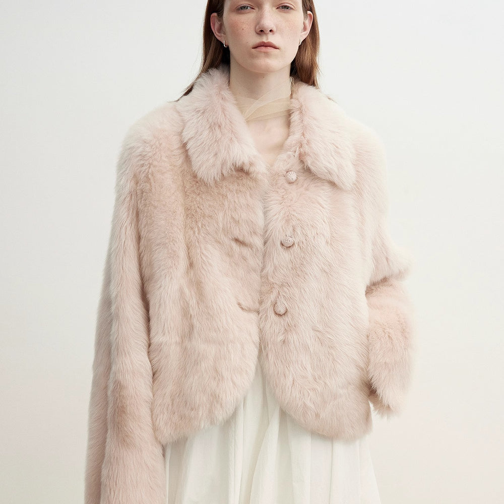 
                  
                    "Autumn Secret" Pink Lapel Tuscan Straight Fur Sheepskin Short Jacket
                  
                