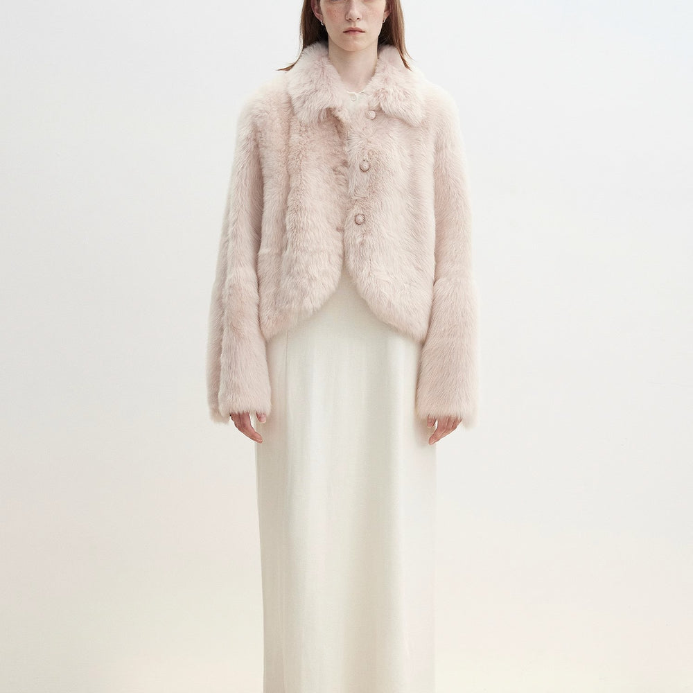 
                  
                    "Autumn Secret" Pink Lapel Tuscan Straight Fur Sheepskin Short Jacket
                  
                
