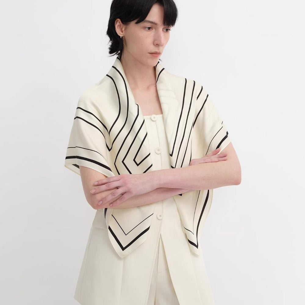
                  
                    Stretch silk original geometric print silk scarf
                  
                