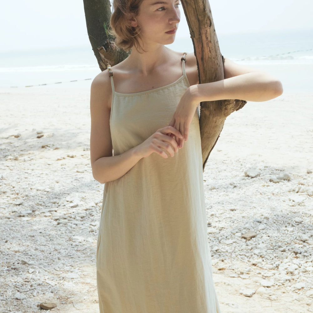 "Island Walk" Cotton Beaded Sling Dress
