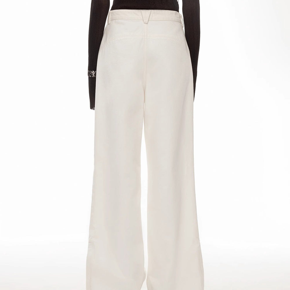 
                  
                    Vintage style curved split design enzyme wash process wide-leg micro-lapel mid-low waist denim pants
                  
                
