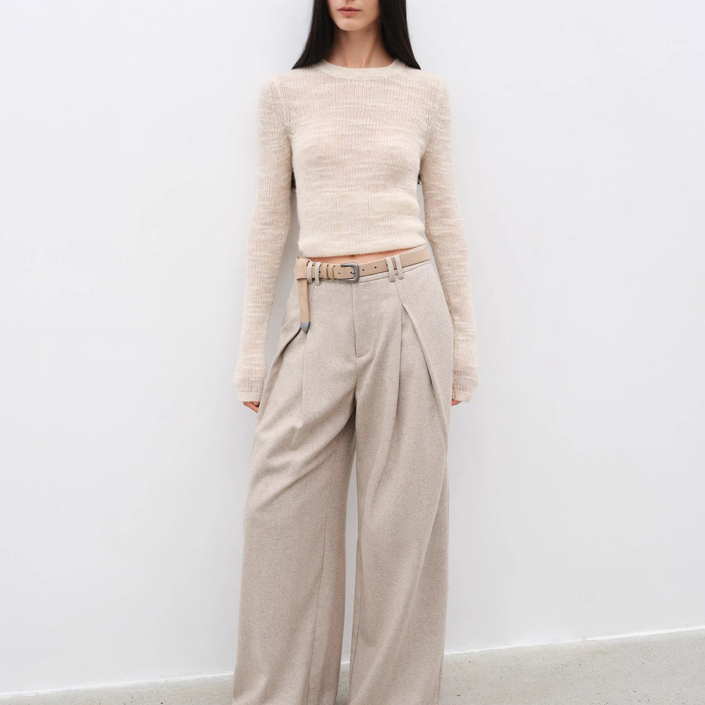 
                  
                    "City Stroll" casual and relaxed wool-blend double-pleated straight draped wide-leg casual trousers for autumn
                  
                