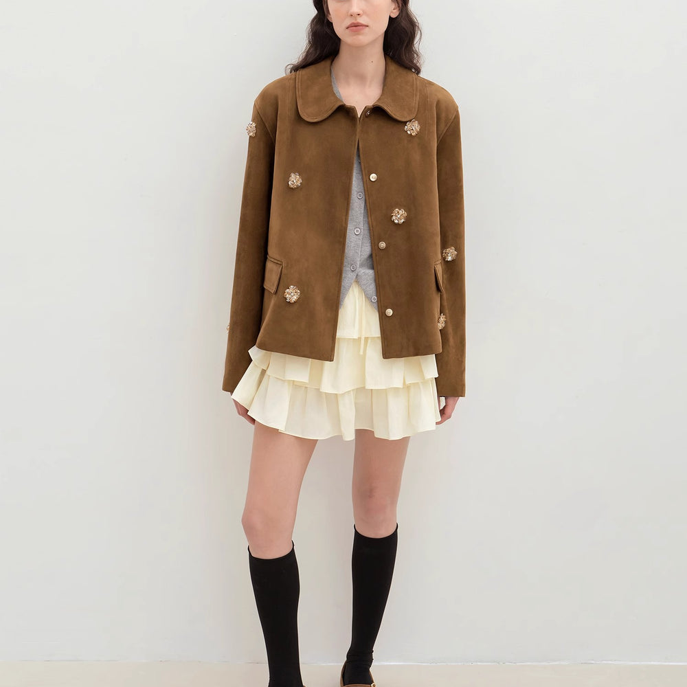 
                  
                    "Velour" high-grade beaded suede leather short leather jacket for women
                  
                