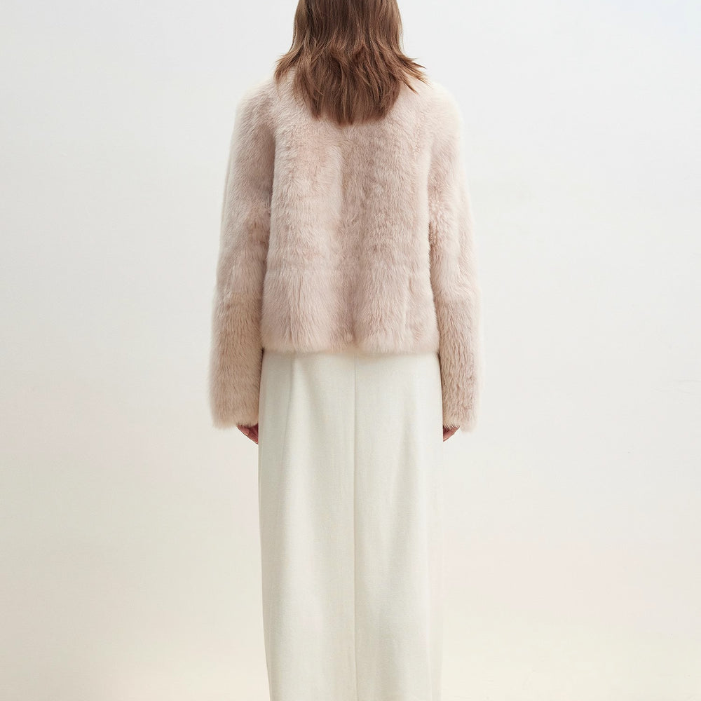 
                  
                    "Autumn Secret" Pink Lapel Tuscan Straight Fur Sheepskin Short Jacket
                  
                