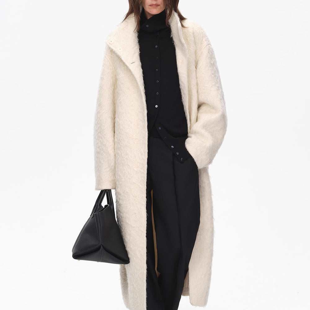 
                  
                    "Song of Snowland"Women's mohair wool stand collar coat autumn and winter loose woolen coat
                  
                