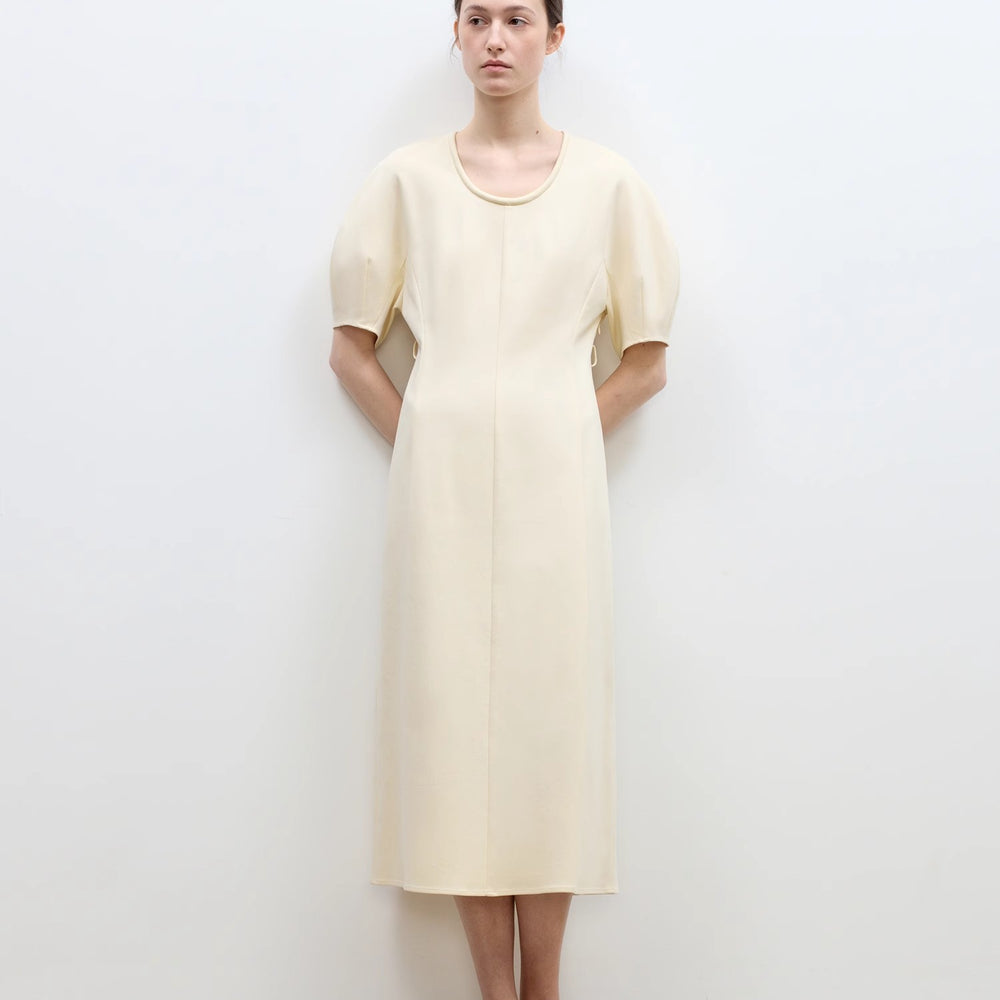 "April Story" 3D U-neck split waist curved skirt knitted dress for women