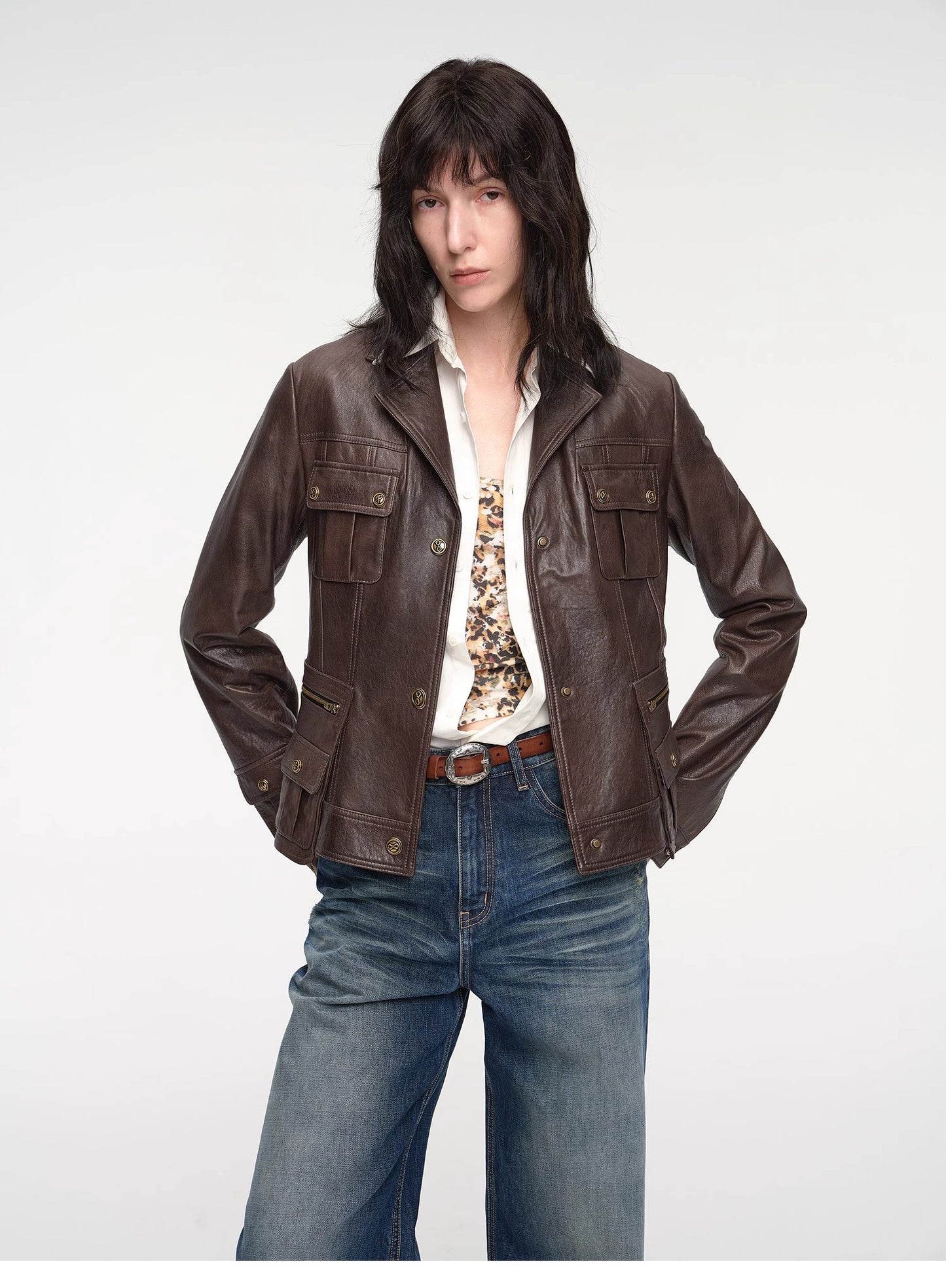 "Phantom of the Floating Palace" imported oil wax sheepskin waist leather jacket from New Zealand
