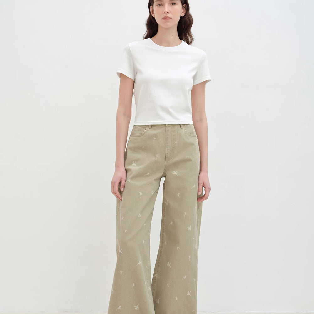 
                  
                    "Carol Pie" loose high-waisted wide-leg calla lily print jeans for women
                  
                