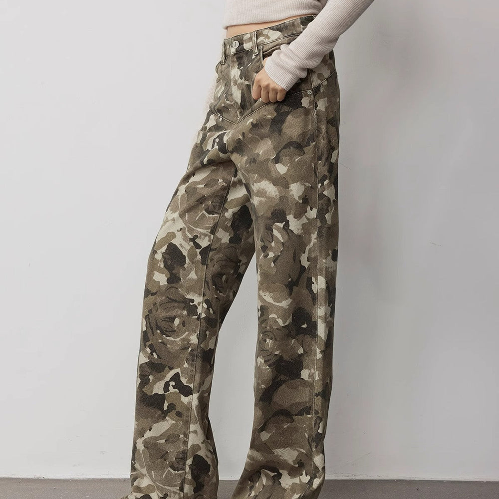 
                  
                    "Camouflage Charm " Cool, Trendy, Unique, and Personalized Original Camouflage Print Washed Loose Straight-Leg Denim Jeans
                  
                
