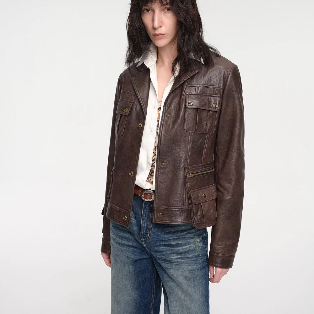 
                  
                    "Phantom of the Floating Palace" imported oil wax sheepskin waist leather jacket from New Zealand
                  
                