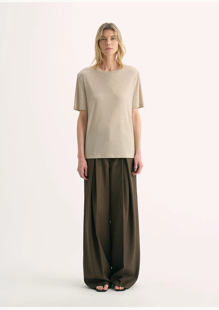 
                  
                    "Soft Cloud" 15.5mm cashmere loose and comfortable round neck versatile short-sleeved T-shirt for women
                  
                