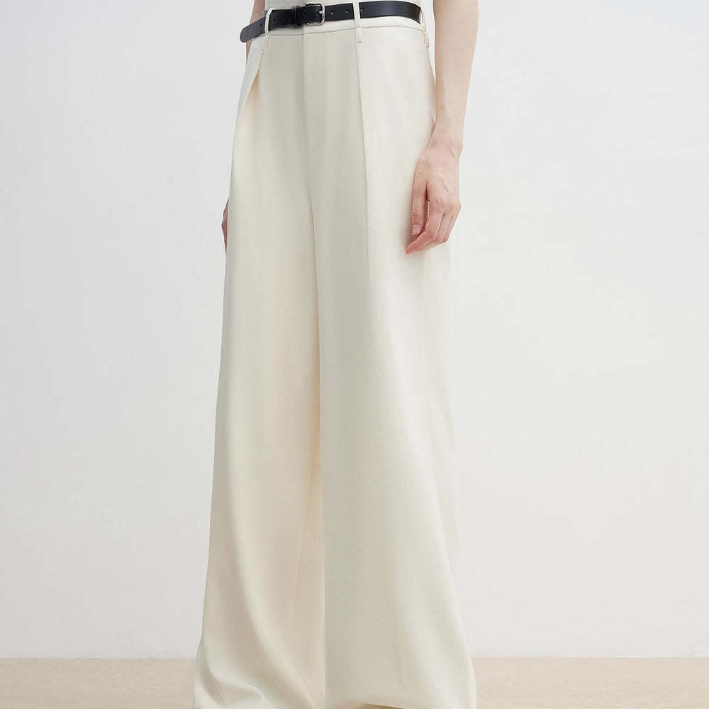 
                  
                    Women's white straight casual wide waist drape floor-length wide leg pants
                  
                