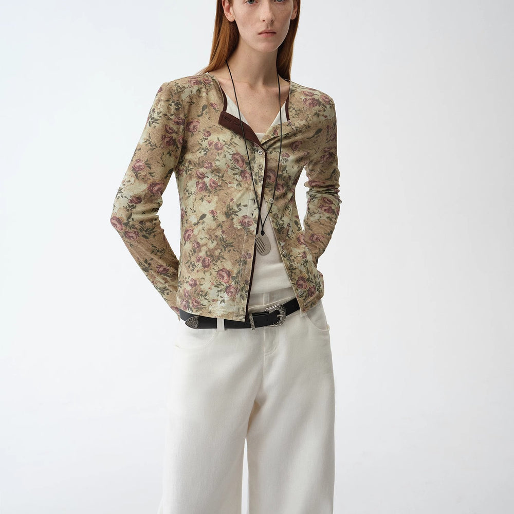 
                  
                    "Senna Flower House" original retro ethnic print Tencel Merino wool blend long-sleeved shirt
                  
                