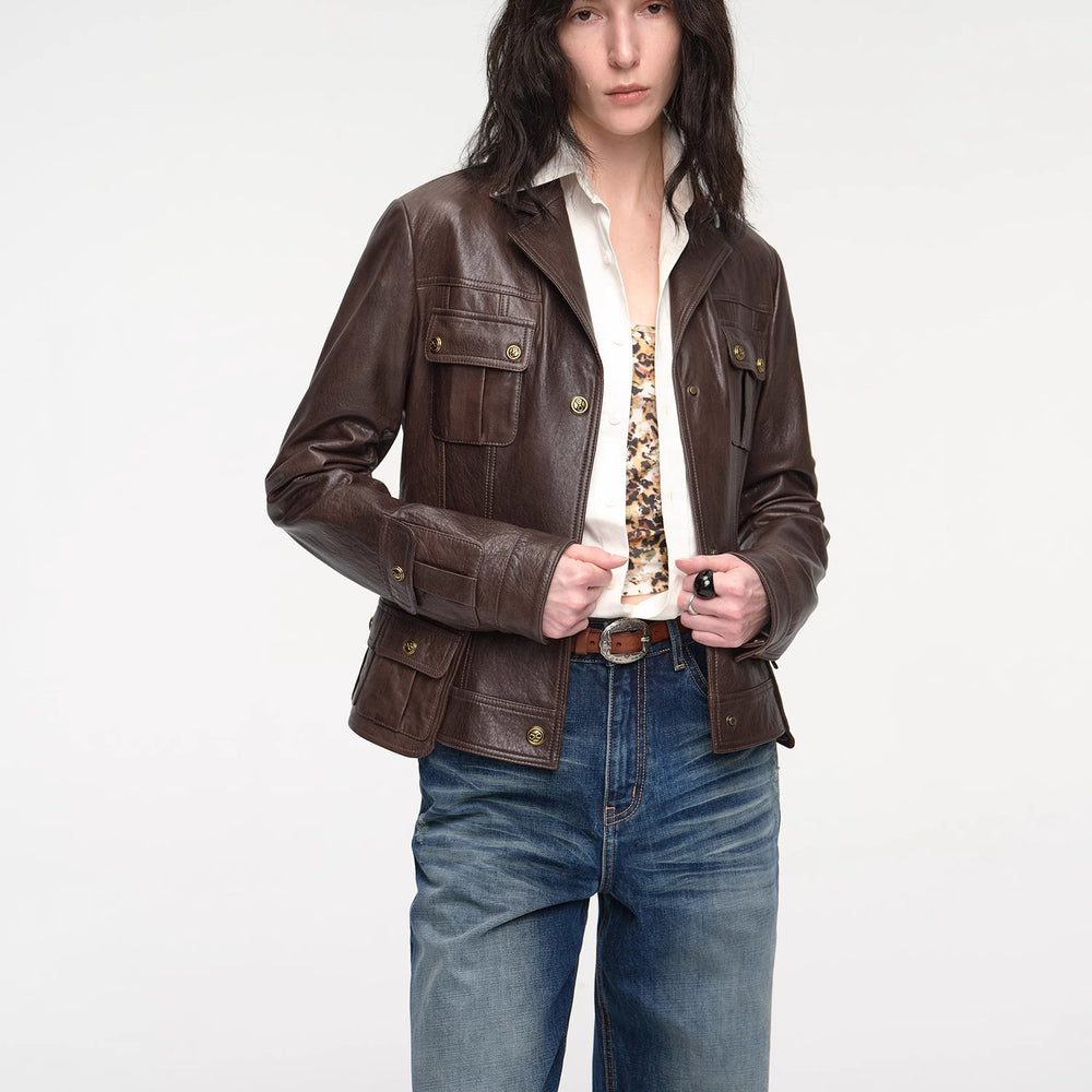 
                  
                    "Phantom of the Floating Palace" imported oil wax sheepskin waist leather jacket from New Zealand
                  
                