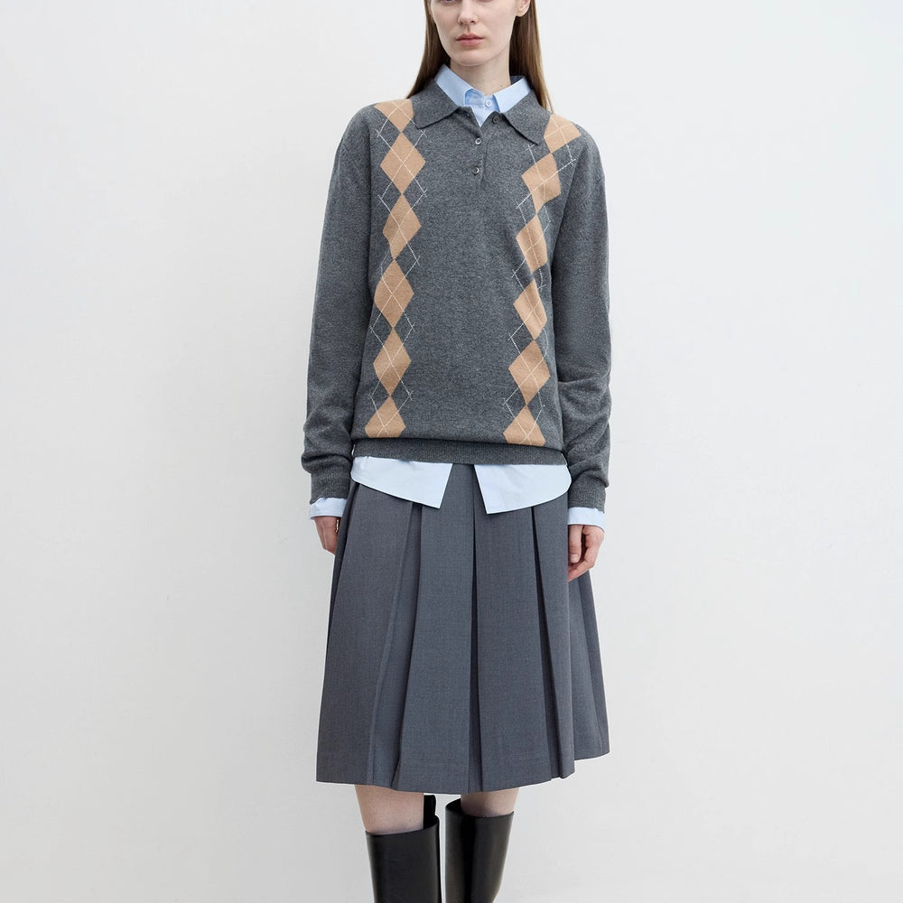 "Graduate" Machine Washable Wool Polo Neck Sweater Preppy Vintage Top