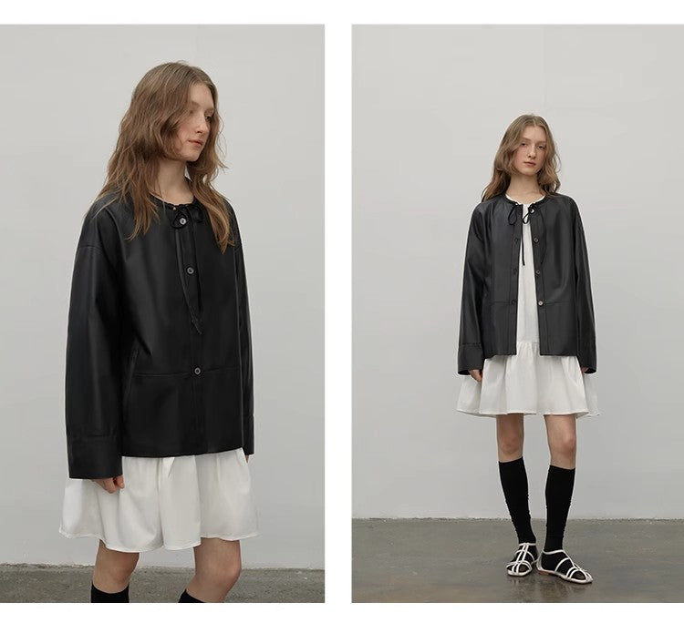
                  
                    "Contrary Galaxy" Ultra-Thin Light-Coated Sheep Leather Jacket for Women
                  
                