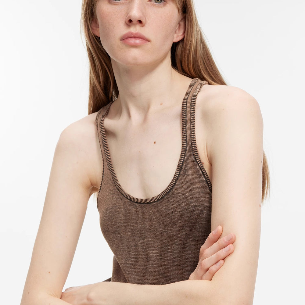 "Cool Girl Recipe" Luxury brand exclusive ferment-washed distressed vest dress