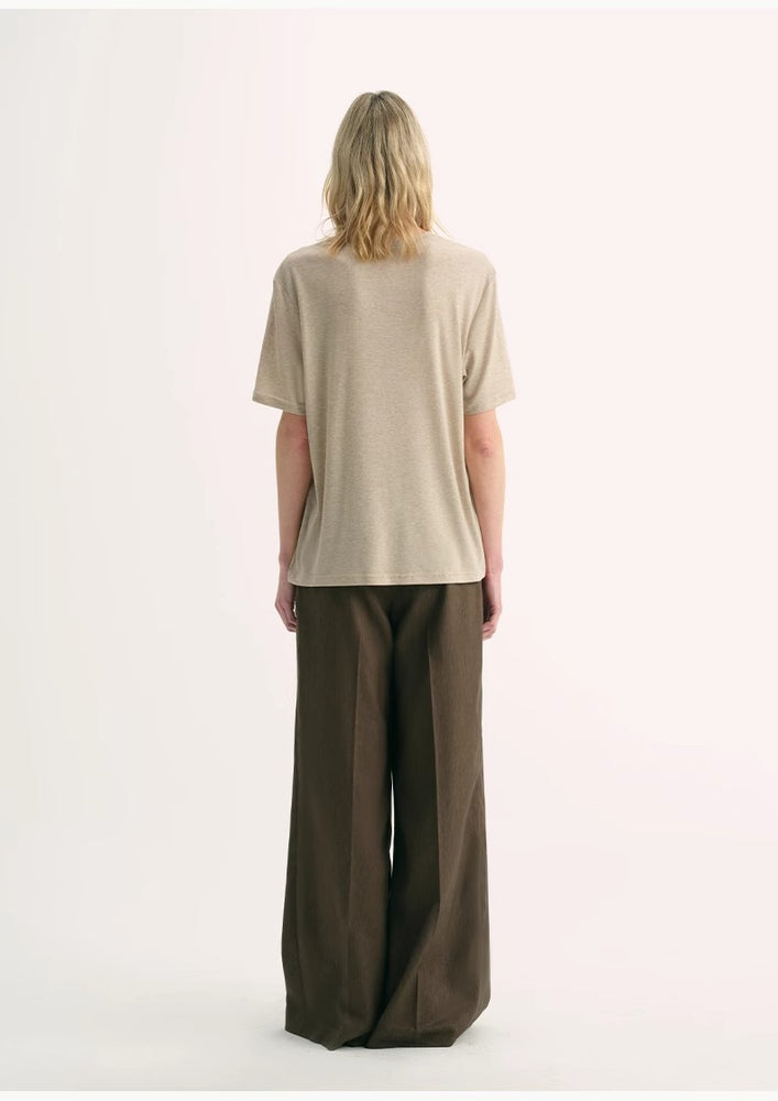 
                  
                    "Soft Cloud" 15.5mm cashmere loose and comfortable round neck versatile short-sleeved T-shirt for women
                  
                