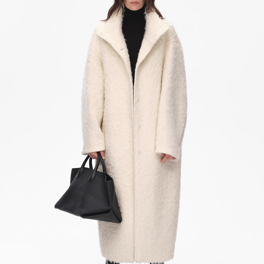 
                  
                    "Song of Snowland"Women's mohair wool stand collar coat autumn and winter loose woolen coat
                  
                